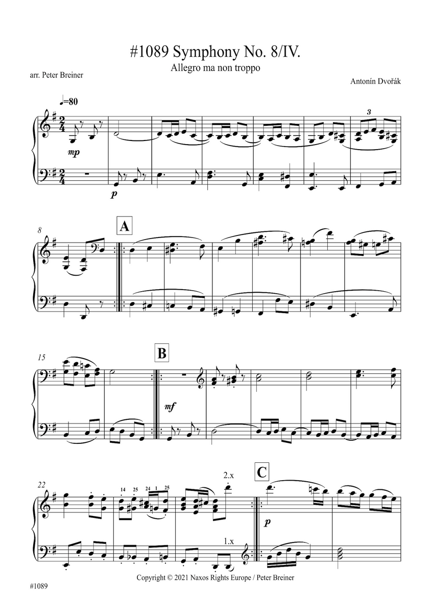 Dvořák: Allegro ma non troppo from Symphony No. 8 in G major for piano
