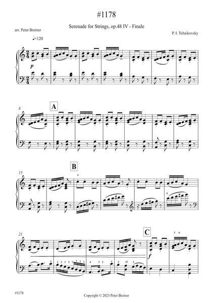 Pyotr Ilyich Tchaikovsky: Finale, 4th movt. of Serenade op 48 (arranged for piano by Peter Breiner) (PB190)