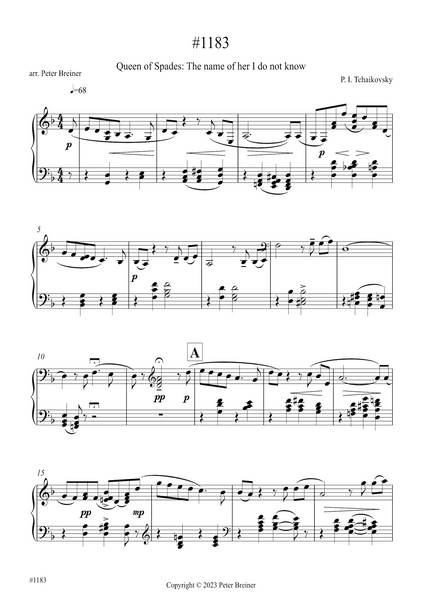 Pyotr Ilyich Tchaikovsky: The name of her I do not know, from Queen of Spades (arranged for piano by Peter Breiner) (PB185)