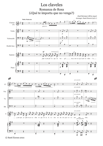 Josep Serrano: Qué te importa que no venga? (Los claveles) – arranged for voices and ensemble by Santi Escura (NXP120)