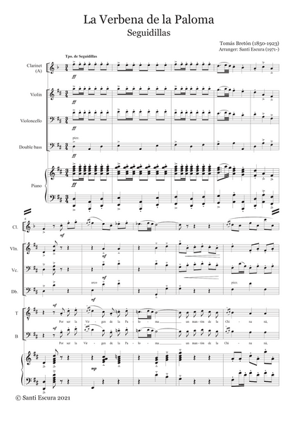 Tomás Bretón: Seguidillas (La Verbena de la Paloma) – arranged for voices and ensemble by Santi Escura (NXP123)