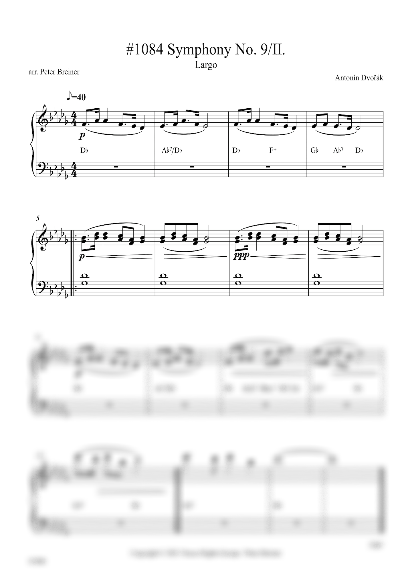 (From　in　for　piano　No.　New　the　Largo　minor　World)　Symphony　from　Dvořák:　E
