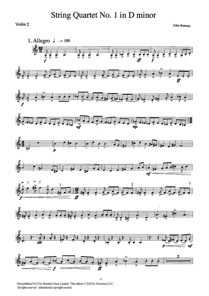 John Ramsay: String Quartets 1-4 - Vln 2
