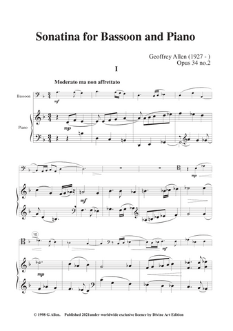Geoffrey Allen: Sonatina for bassoon and piano, Op. 34 No. 2 EDN80024