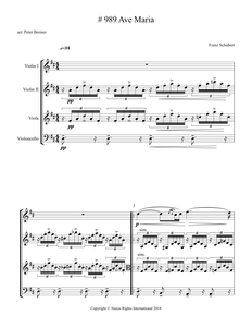 Franz Schubert: Ave Maria – Arrangement for String Quartet by Peter Breiner (PB100)