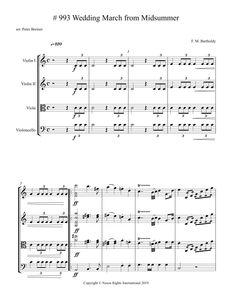 Felix Mendelssohn Bartholdy: Wedding March from Midsummer – Arrangement for String Quartet by Peter Breiner (PB104)