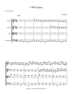 Johann Pachelbel: Canon in D – Arrangement for String Quartet by Peter Breiner (PB106)
