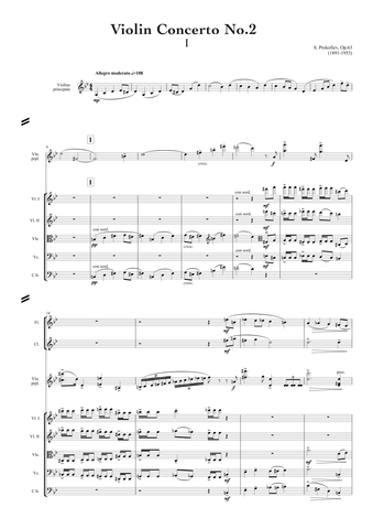 Prokofiev, Sergei: Violin Concerto No. 2 in G minor, Op. 63 (arr. for String Quintet & Wind Quintet) (AEGC17)