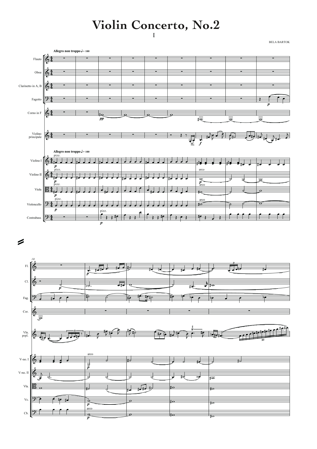 Bartok, Bela: Violin Concerto No.2 (arr. for String Quintet & Wind Quint) (AEGC18)