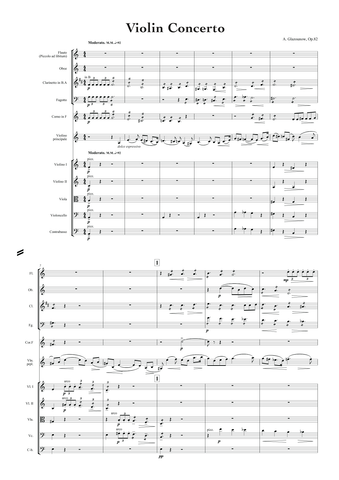 Glazunov, Alexander: Violin Concerto in A major, Op. 82 (arr. for String Quintet & Wind Quintet) (AEGC6)