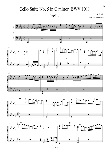 J.S. Bach: Cello Suite No. 5 in C minor, BWV 1011 – arranged for piano by Eleonor Bindman (GPC079)