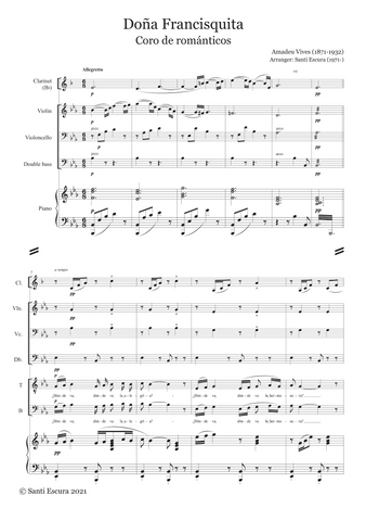 Amadeu Vives: Coro de Románticos (Doña Francisquita) – arranged for voices and ensemble by Santi Escura (NXP117)