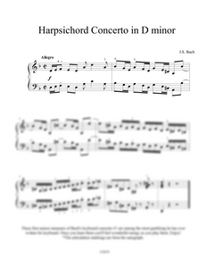 J.S. Bach: Harpsichord Concerto in D minor, BWV 1052 – arranged for piano by Eleonor Bindman