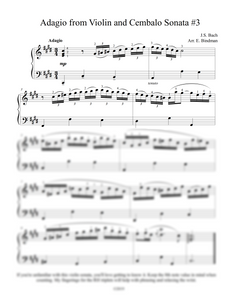 J.S. Bach: Adagio from Violin Sonata No. 3 , BWV 1016 – arranged for piano by Eleonor Bindman