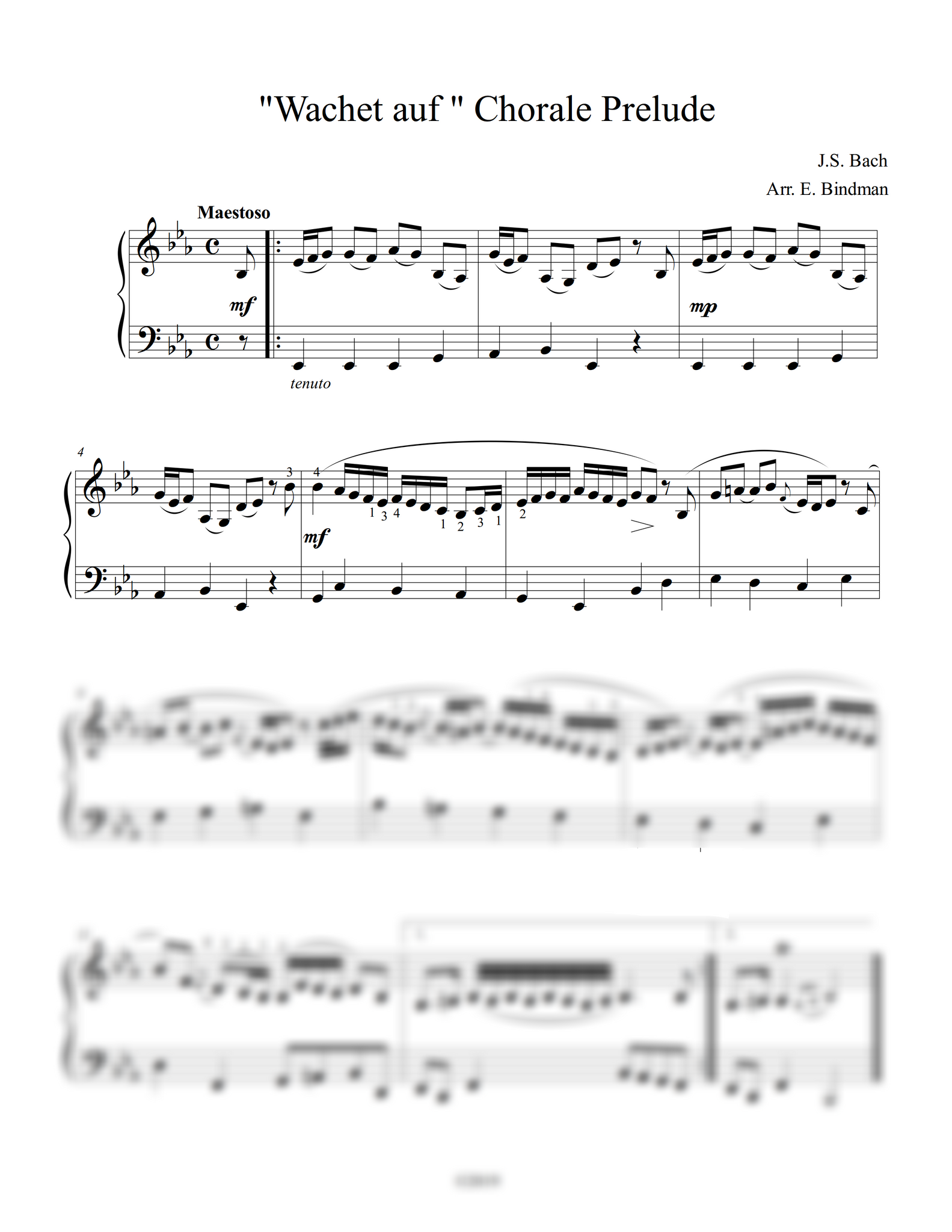 J.S. Bach: “Wachet auf” Chorale Prelude, BWV 645 – arranged for piano by Eleonor Bindman
