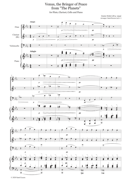 Gustav Holst: Venus (The Planets) – arranged for piano quartet by Santi Escura (NXP114)
