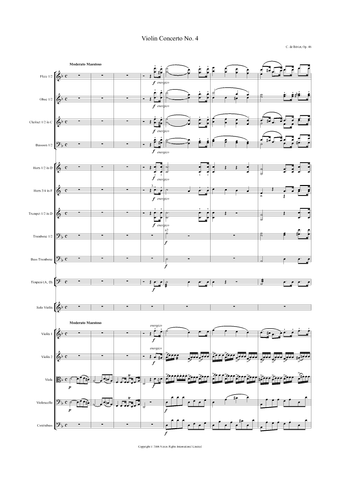 Charles Auguste de Bériot: Violin Concerto No. 4 in D Minor, Op. 46 – full score (NXP001)