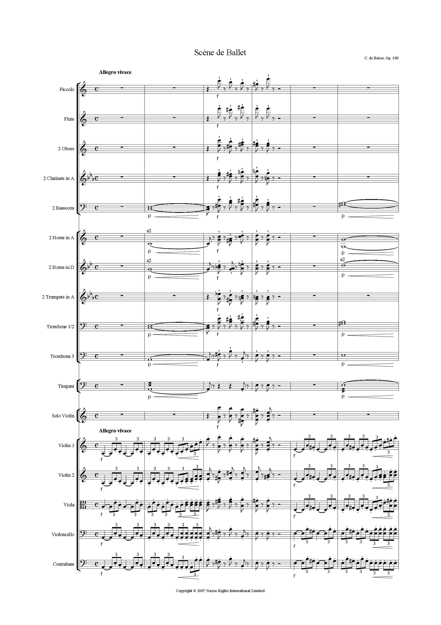 Charles Auguste de Bériot: Fantaisie, ou Scène de ballet, Op. 100 – full score (NXP005)