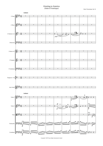 Henry Vieuxtemps: Greeting to America, Op. 56 (version for violin and orchestra) – full score (NXP008)