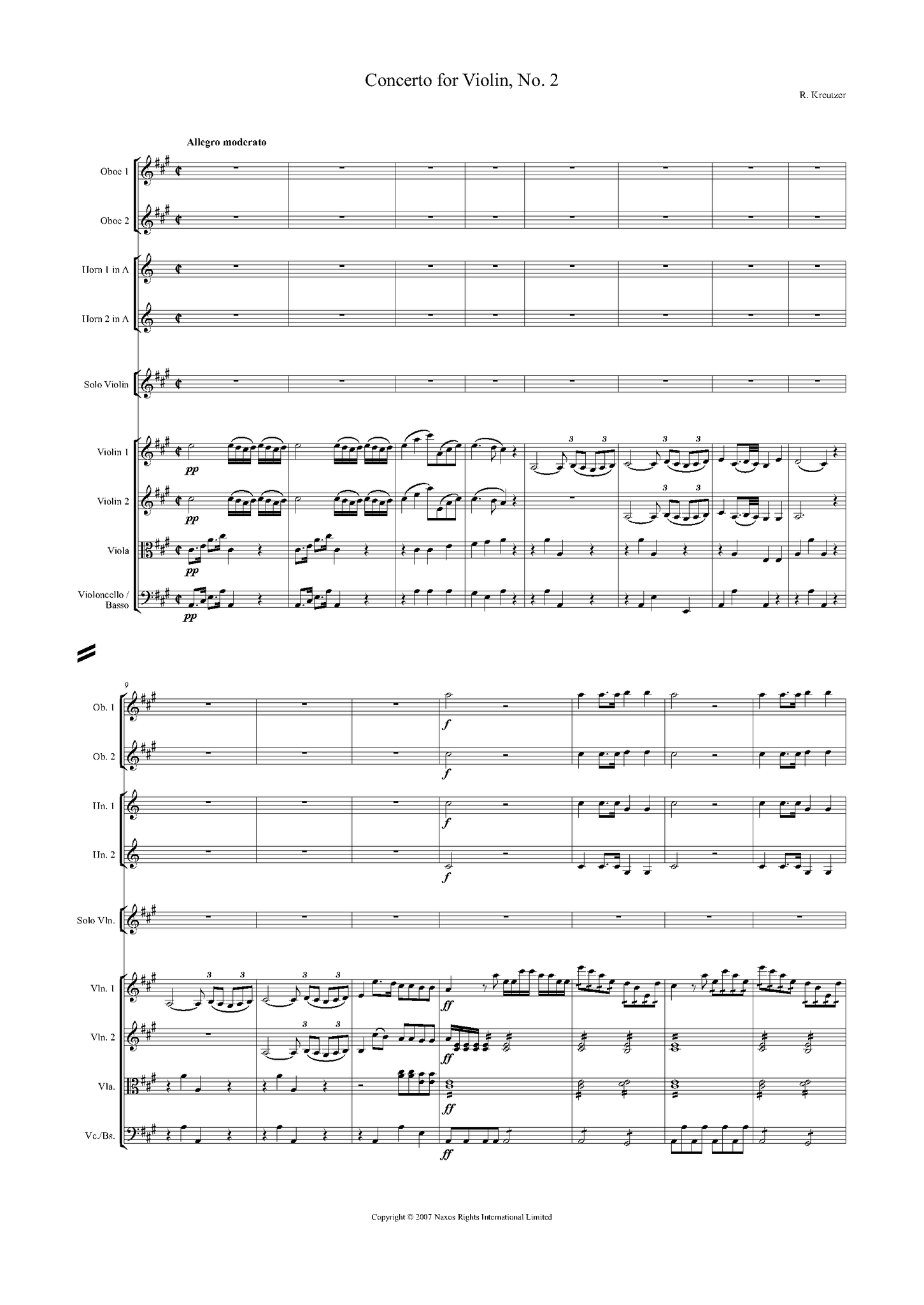 Rodolphe Kreutzer: Violin Concerto No. 2 in A major – full score (NXP019)