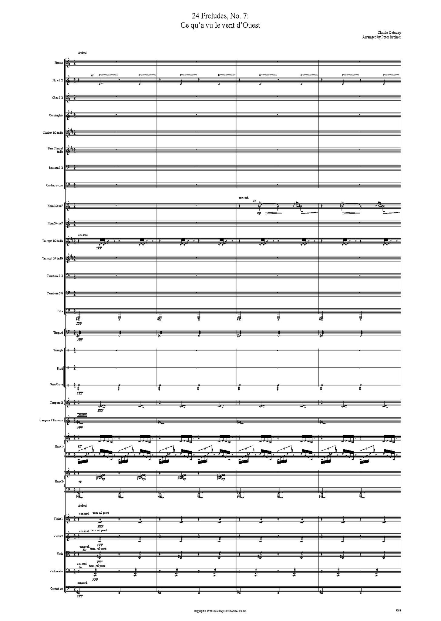 Claude Debussy: 24 Préludes, No. 7: Ce qu’a vu le vent d’ Ouest – arranged by Peter Breiner (PB024)