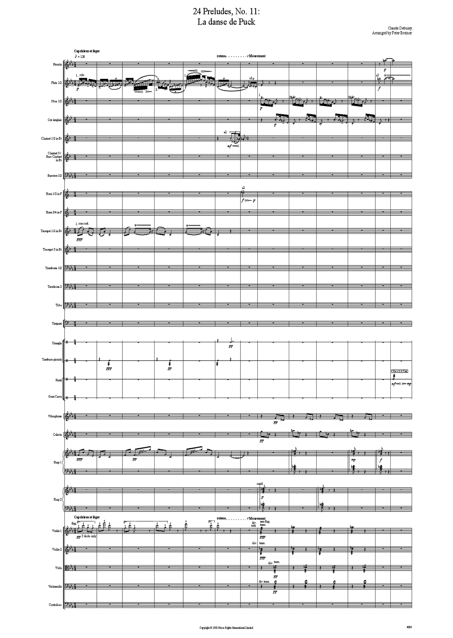 Claude Debussy: 24 Préludes, No. 11: La danse de Puck – arranged by Peter Breiner (PB028)