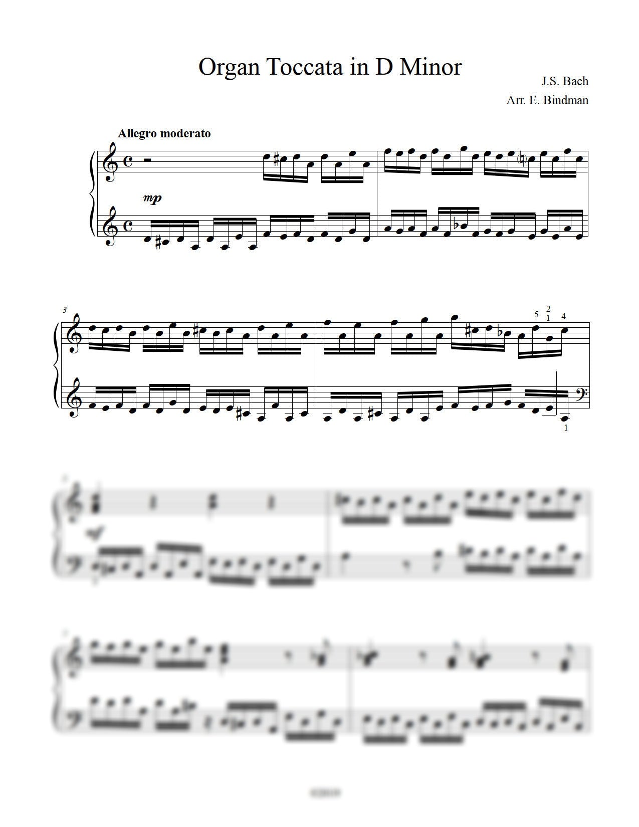 J.S. Bach: Organ Toccata in D Minor, BWV 538 arranged for piano by Eleonor Bindman (GPC067)