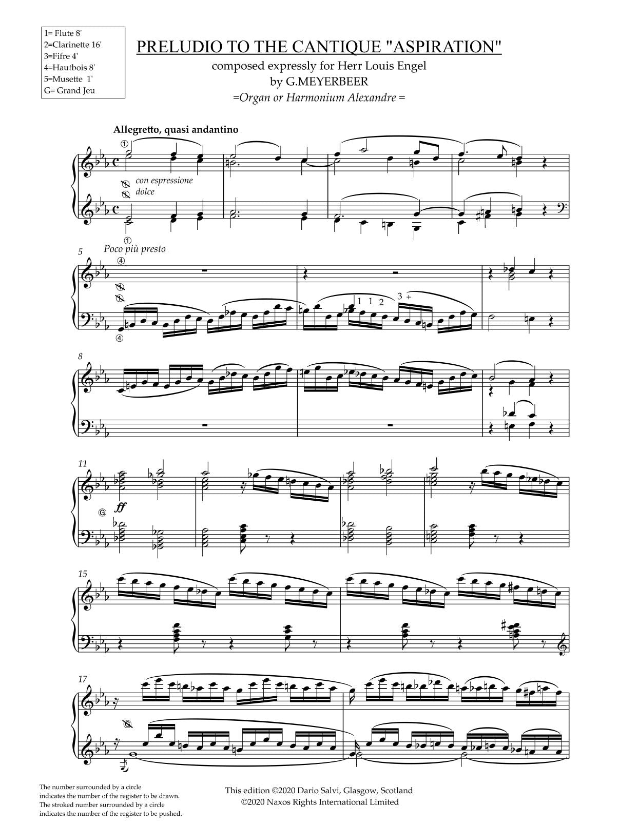 Meyerbeer: Preludio to the Cantique "Aspiration" - Organ or Harmonium Alexandre (NXP063)